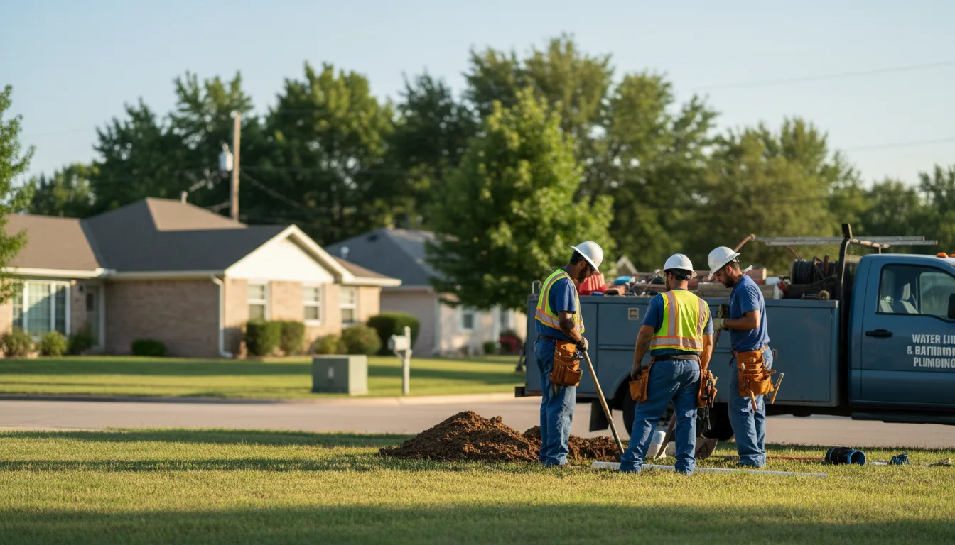 Residential water line and bathroom plumbing service in Floris, IA